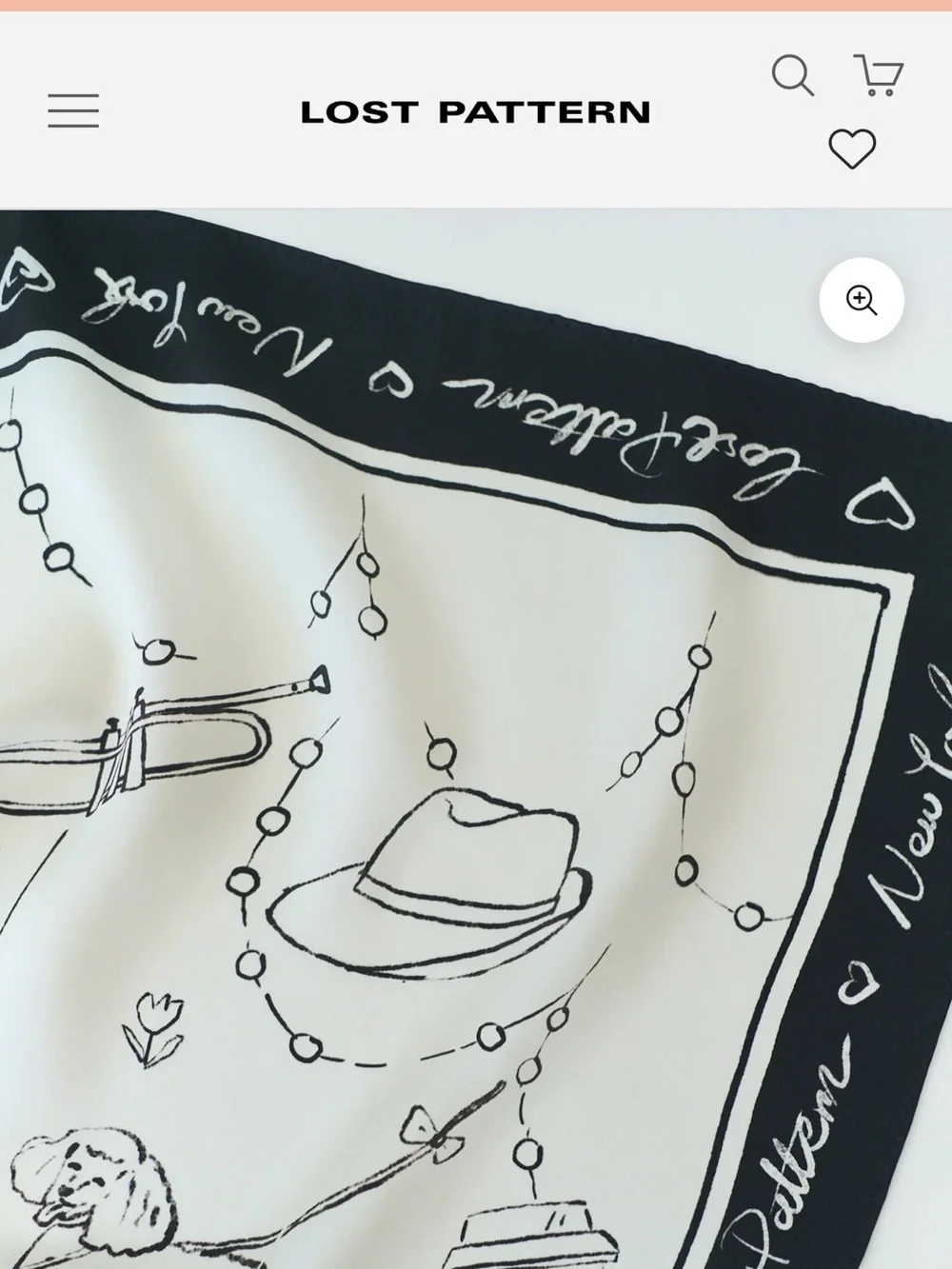 Lost Pattern Classic Black & White silk Scarf -